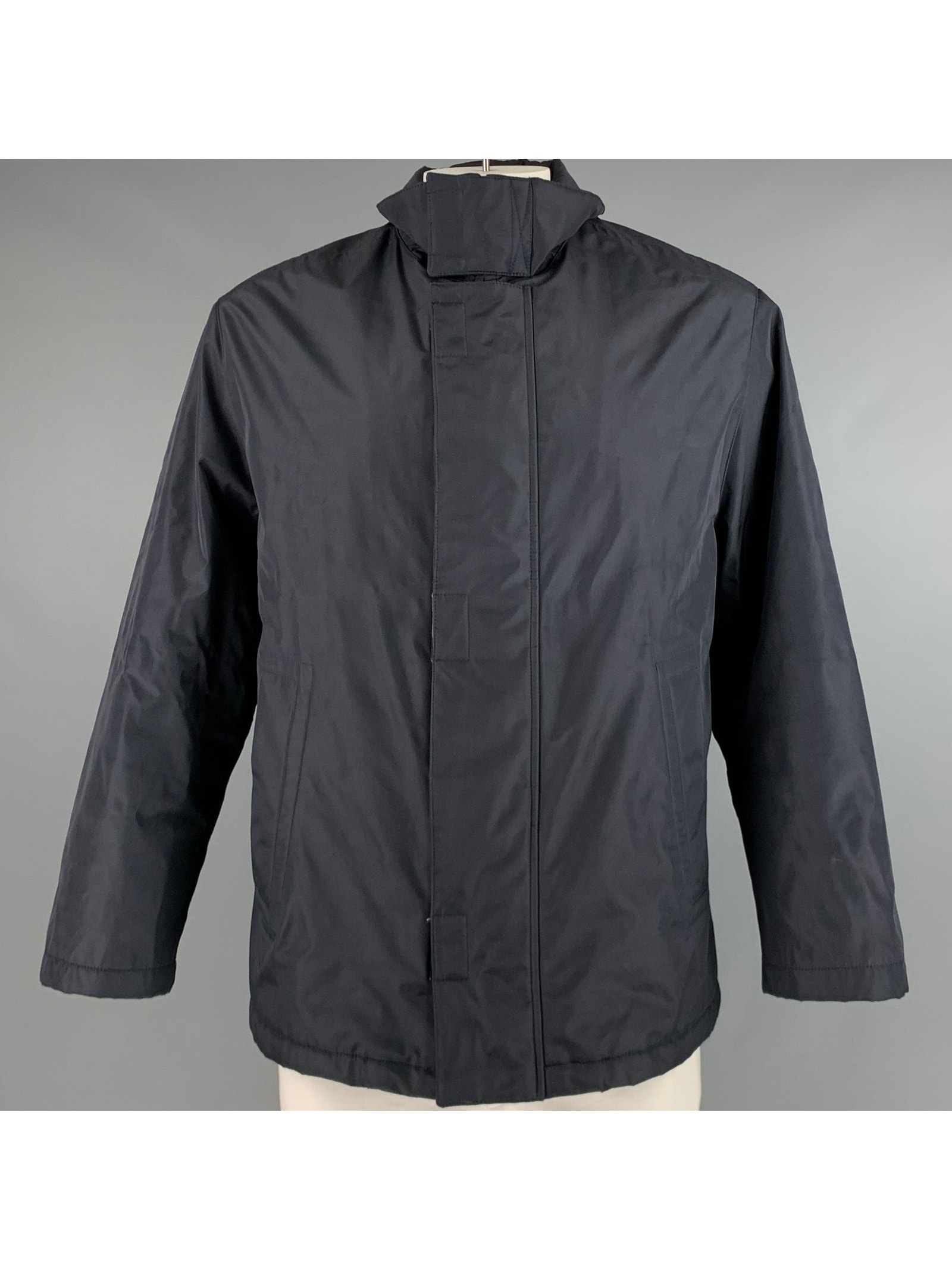 Pal Zileri Size 44 Navy Solid Polyester Blend Zip Up Jacket